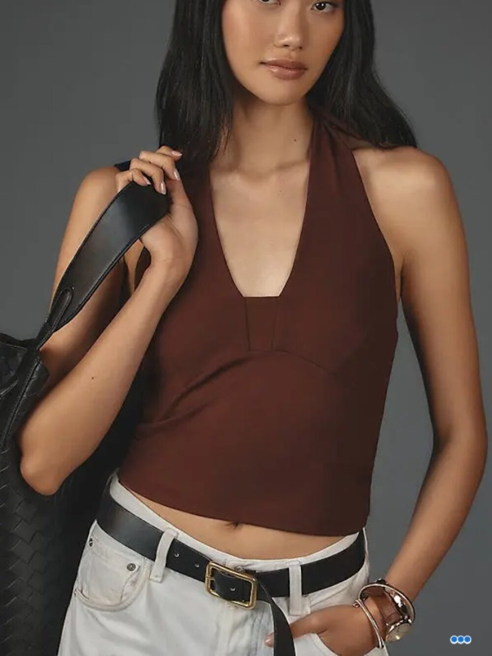 Anthropologie Halter Brown Top